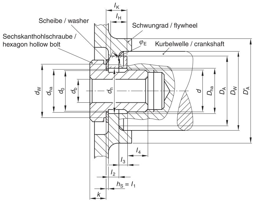 Flywheel assembly with a central bolt